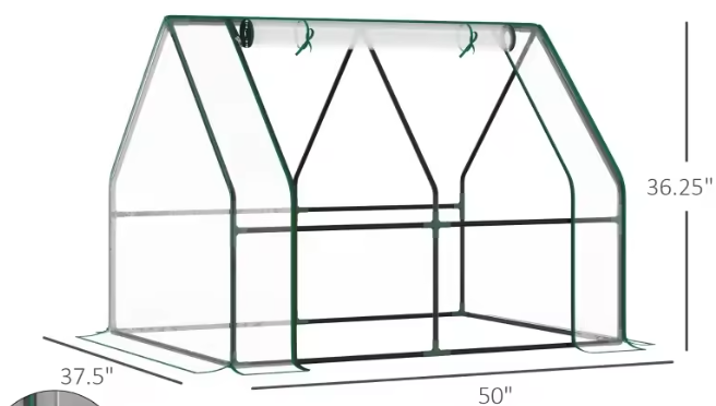 Tuinbed met Kasbedekking – Verhoogd Plantbed voor Groenten, Tomaten en Bloemen met PE Zeildoek, 50 cm