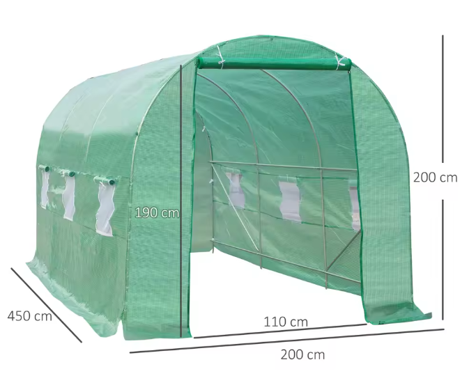 Kas voor Tuin en Terras – Verhoogd Plantengroeihuis met Mosquitoraam, 450x200x200 cm