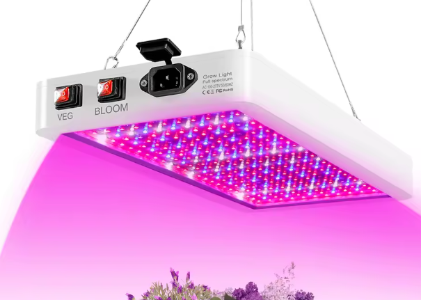 LED Groeilicht voor Kamerplanten – Volledig Spectrum, Dimbaar, 216 LEDs, Dubbele Schakelaar, Waterdichte Hanglamp voor Plantenkweek