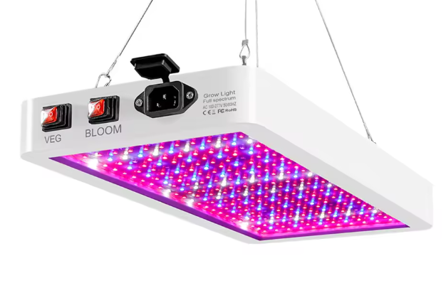 LED Groeilicht voor Kamerplanten – Volledig Spectrum, Dimbaar, 216 LEDs, Dubbele Schakelaar, Waterdichte Hanglamp voor Plantenkweek