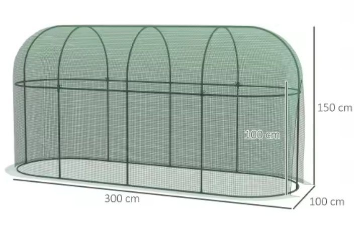 Net Plantbeschermingstent 3x1m – Winddicht, Insectenwerend, Stalen Frame voor Tuinplanten