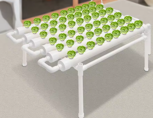 Hydrocultuur Kweekset voor Tuinplanten – 54 Plantplaatsen, 6 Pijpen, PVC-U, Grondloze Teelt voor Groenten en Bloemen