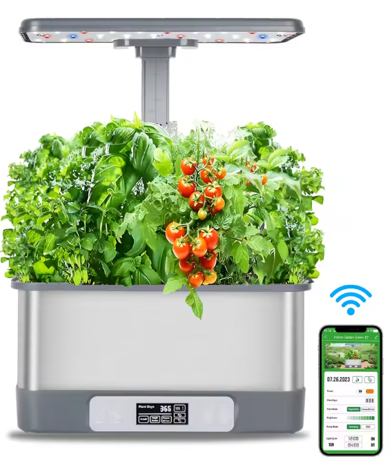 8-Gaats Smart APP-bediening Hydrocultuur Kweekset met Volledige Spectrum Verlichting – Grondloze Plantkit voor Groenten, Bloemen en Fruit