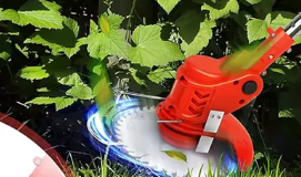 Draadloze Grasmaaier – Elektrische Telescopische Grastrimmer met 2 Batterijen, 650W, Met Wielen, 90° Verstelbare Kop en 3 Soorten Messen