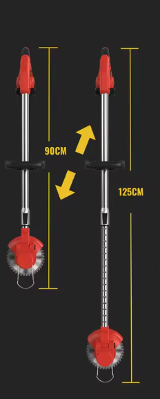 Draadloze Grastrimmer – Elektrische Grasmaaier met 2x2000mAh Batterijen, Telescopische Grasmaaier met 4 Messen en 90° Verstelbare Snijkop