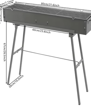 Opvouwbare Houtskoolbarbecue – Draagbare BBQ Grill met 3 Branders, Ideaal voor Kamperen en Buitenfeesten