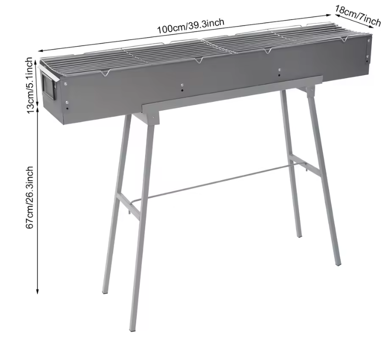 Opvouwbare Houtskoolbarbecue – Draagbare BBQ Grill met 3 Branders, Ideaal voor Kamperen en Buitenfeesten