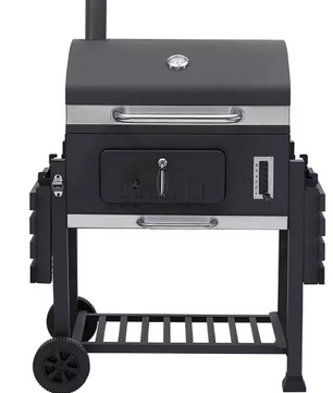 Grote Houtskoolbarbecue met Verstelbare Hoogte, 2 Opvouwbare Bijzettafels en Wielen – BBQ Grill voor Tuin, Camping en Picknick