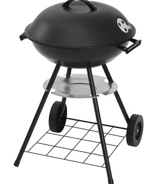 Zwarte Houtskoolbarbecue met Wielen en Ventilatie – Verstelbare Hoogte BBQ Grill voor Tuin, Camping en Picknick