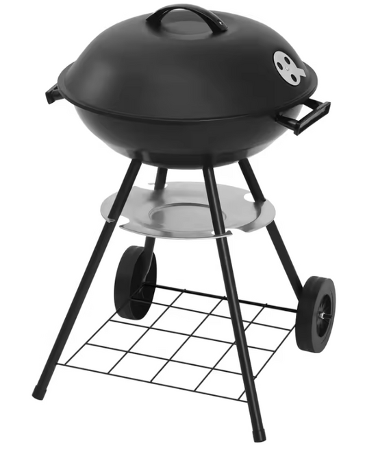 Zwarte Houtskoolbarbecue met Wielen en Ventilatie – Verstelbare Hoogte BBQ Grill voor Tuin, Camping en Picknick