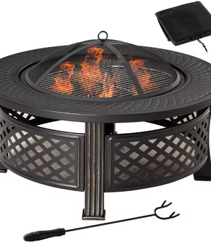 Brazier Met Deksel – Tuinhouten Vuurmand voor Buiten Verwarming en Grillen