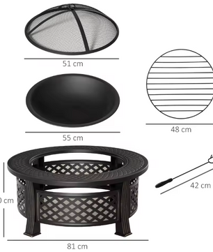 Brazier Met Deksel – Tuinhouten Vuurmand voor Buiten Verwarming en Grillen