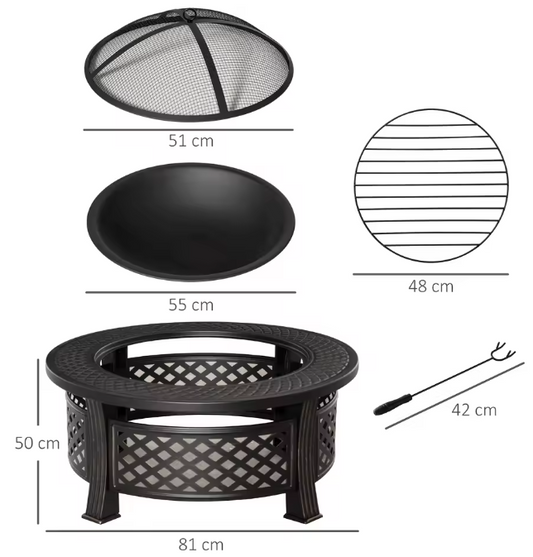 Brazier Met Deksel – Tuinhouten Vuurmand voor Buiten Verwarming en Grillen