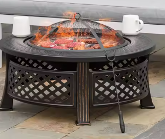 Brazier Met Deksel – Tuinhouten Vuurmand voor Buiten Verwarming en Grillen