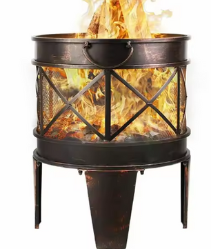 Brazier Met Vonkbescherming en Handgrepen – Tuinhouten Vuurmand voor Barbecue en Verwarming