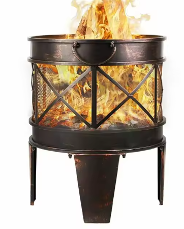 Brazier Met Vonkbescherming en Handgrepen – Tuinhouten Vuurmand voor Barbecue en Verwarming