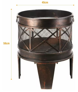 Brazier Met Vonkbescherming en Handgrepen – Tuinhouten Vuurmand voor Barbecue en Verwarming