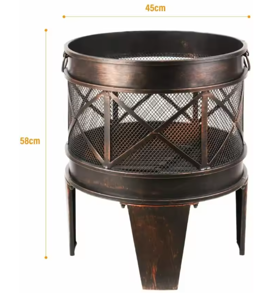 Brazier Met Vonkbescherming en Handgrepen – Tuinhouten Vuurmand voor Barbecue en Verwarming
