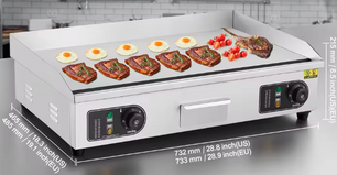 Commerciële Elektrische Bakplaat – 4,4 kW Aanrecht Grill voor Thuis & Professioneel Gebruik