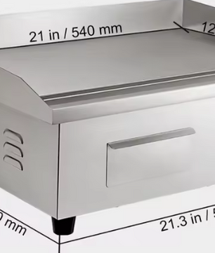 Commerciële Elektrische Bakplaat – 1600 W Roestvrijstalen Aanrecht Grill met Temperatuurregeling