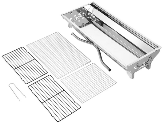 Opvouwbare Roestvrijstalen BBQ Grill – Draagbare Houtskoolbarbecue voor Buiten