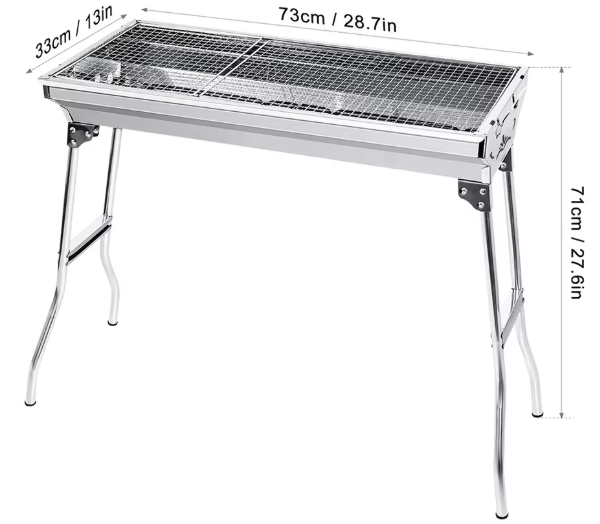 Opvouwbare Roestvrijstalen BBQ Grill – Draagbare Houtskoolbarbecue voor Buiten