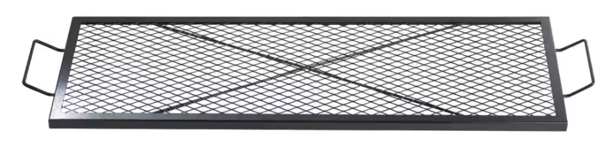 Rechthoekig Stalen Grillrooster – 111 × 38 cm Kampvuur BBQ Rooster met Handvat