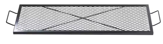 Rechthoekig Stalen Grillrooster – 111 × 38 cm Kampvuur BBQ Rooster met Handvat