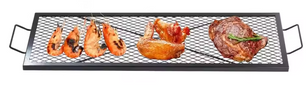 Rechthoekig Stalen Grillrooster – 111 × 38 cm Kampvuur BBQ Rooster met Handvat