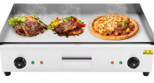 Commerciële Elektrische Grillplaat – 4,4 kW Dubbele Temperatuurregeling 50–300°C