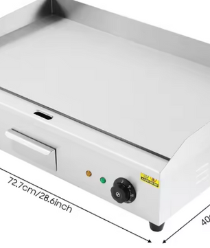 Commerciële Elektrische Grillplaat – 4,4 kW Dubbele Temperatuurregeling 50–300°C