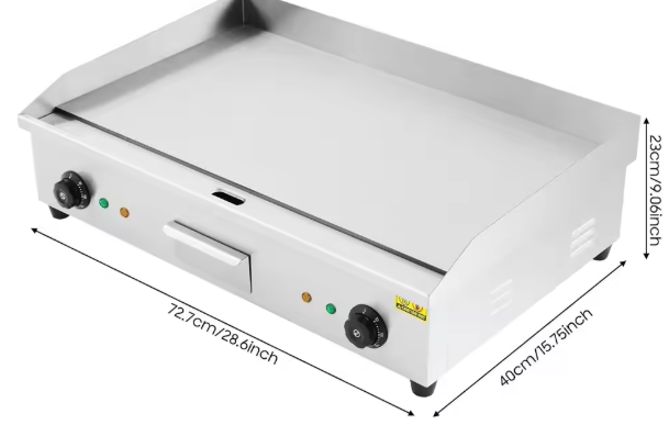 Commerciële Elektrische Grillplaat – 4,4 kW Dubbele Temperatuurregeling 50–300°C