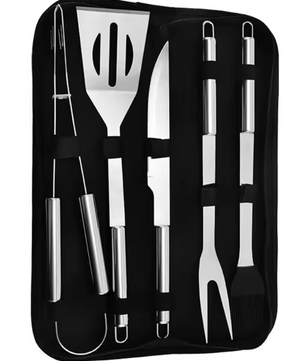 5-Delige RVS BBQ Gereedschapsset – Inclusief Draagbare Opbergtas, Ideaal voor Outdoor Koken