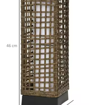 Solar Rotan LED Buitenlamp met Lichtsensor – Waterdicht, 15,5×15,5×46 cm, Voor Tuin & Terras