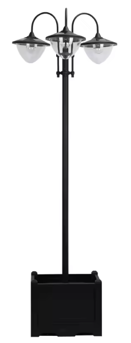 Metalen Zonne-energie Vloerlamp – Waterdichte Buitenlamp met Bloempotvoet, 189 cm Hoog