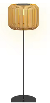 Straatlantaarn op Zonne-energie – Warm Wit LED-licht, Waterdichte Tuinvloerlamp met Rotan Kap, IP44