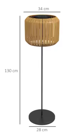 Straatlantaarn op Zonne-energie – Warm Wit LED-licht, Waterdichte Tuinvloerlamp met Rotan Kap, IP44