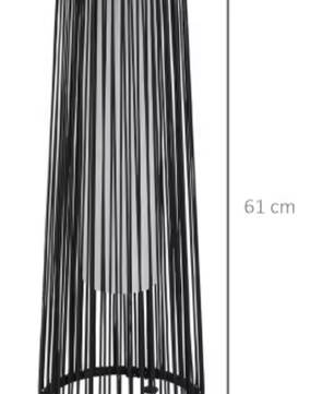 Rotan Vloerlamp op Zonne-energie – Zwarte Buitenlamp met Automatische Lichtbediening