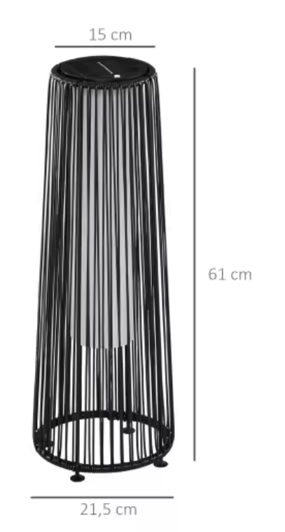 Rotan Vloerlamp op Zonne-energie – Zwarte Buitenlamp met Automatische Lichtbediening