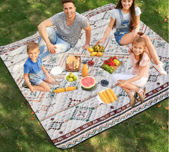 Waterdichte Opvouwbare Picknick- en Stranddeken – 200×200 cm, Met Handvat