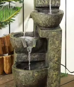Vierstaps Vintage Tuinfontein – Verstelbare Waterval voor Tuin, Vijver & Terras