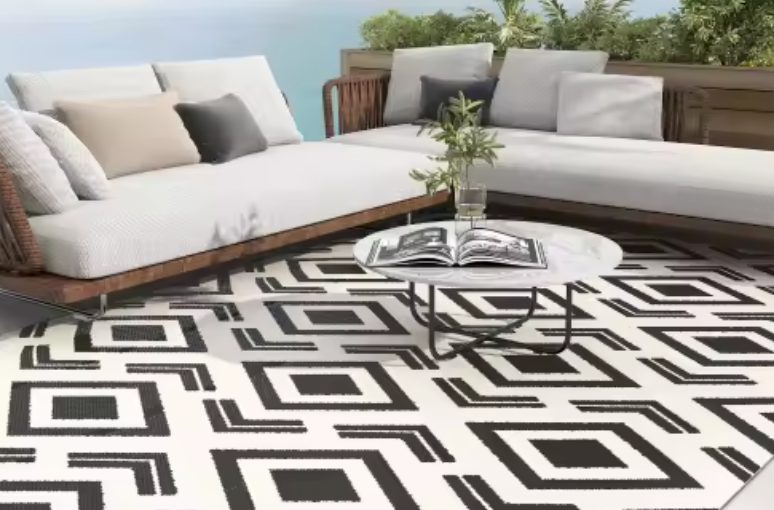 Weerbestendig Dubbelzijdig Buitentapijt met Draagtas – 182×274 cm, Opvouwbaar, Kunststof, Geschikt voor Tuin, Balkon en Kamperen