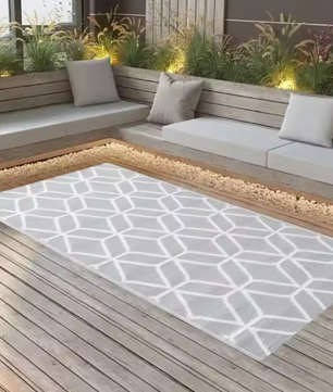 Buitentapijt – 190×290 cm, Dubbelzijdig Jacquardpatroon, Duurzaam Polypropyleen, Geschikt voor Tuin, Balkon en Terras