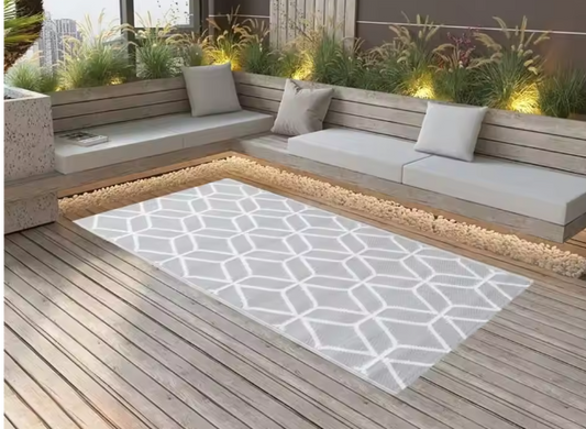 Buitentapijt – 190×290 cm, Dubbelzijdig Jacquardpatroon, Duurzaam Polypropyleen, Geschikt voor Tuin, Balkon en Terras