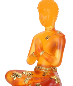 Zittend Boeddhabeeld – Transparant Hars, Feng Shui Decoratie, Geluksbeeldje voor Thuis, Kantoor en Zen-ruimtes