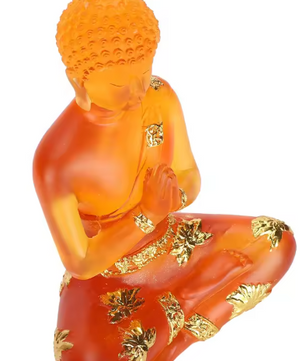 Zittend Boeddhabeeld – Transparant Hars, Feng Shui Decoratie, Geluksbeeldje voor Thuis, Kantoor en Zen-ruimtes