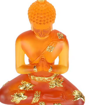 Zittend Boeddhabeeld – Transparant Hars, Feng Shui Decoratie, Geluksbeeldje voor Thuis, Kantoor en Zen-ruimtes