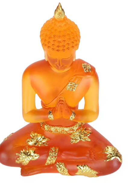 Zittend Boeddhabeeld – Transparant Hars, Feng Shui Decoratie, Geluksbeeldje voor Thuis, Kantoor en Zen-ruimtes