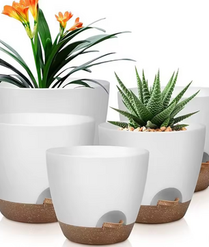Set van 5 Zelfwaterende Plantenbakken met Drainagegat – Handige en Duurzame Bloempotten voor Binnen & Buiten