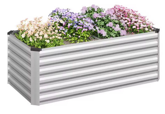 Verhoogd Stalen Tuinbed – Zilveren Plantenbak voor Balkon, Terras en Tuin